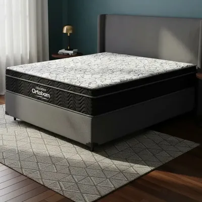 Cama Box + Colchão De Espuma D45 Ortobom Airtech 150 Casal Preto