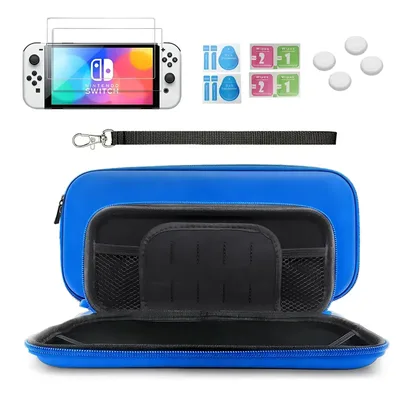 Kit 13 Case Pelicula E Protetora Capa Para Nintendo Switch OLED Viagem Transporte Resistente
