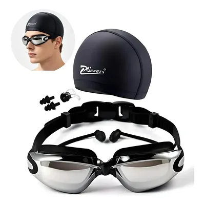 Kit 5 Em 1 Óculos De Natação GM Bear Com Proteção UV e Lentes Espelhadas Para Adultos