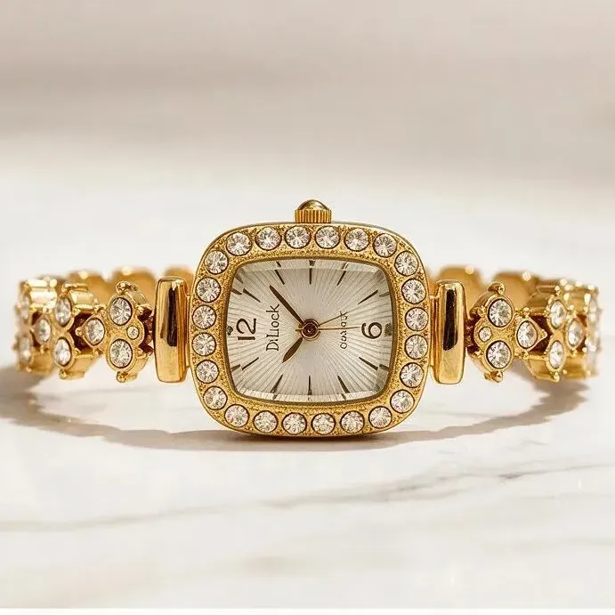 Relógio Feminino Doluck Cravejado Analógico Casual Luxo Dourado