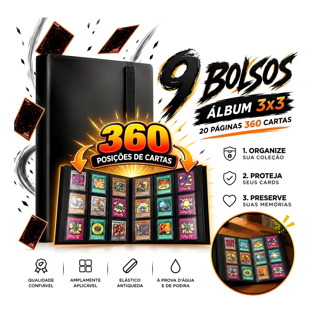 Fichário Álbum Para Cartas Pokémon - 360 Cartas Pasta Otug, Pasta para Cartas TGC, MTG, Presente Criativo para Menino e Menina, Livro de Coleção Cartas Jogo Pacote Organizador Game King Fichário Álbum