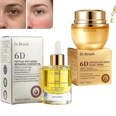Kit Facial Dr.Brook com Óleo Reparador e Creme 6D Peptídeo Para Pele Madura e Sensível