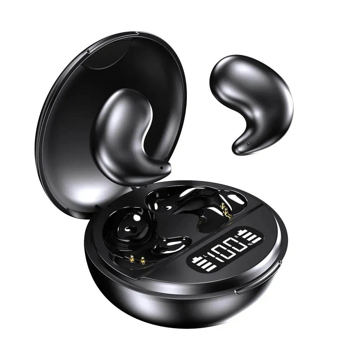 WGP Fone Bluetooth Sem Fio Ultra Fino Invisível para Dormir YYK‑790 Bluetooth 5.3 Não Cansa Ouvido Lado Deitado Cancelamento Ruído HIFI Bateria Longa Duração Display Digital Compatível Android iOS