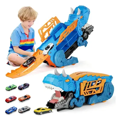 Caminhão Dinossauro Pista Com Carrinhos Maleta Transporte,Compatibilidade HotWeels,O Melhor Presente Para Uma Criança