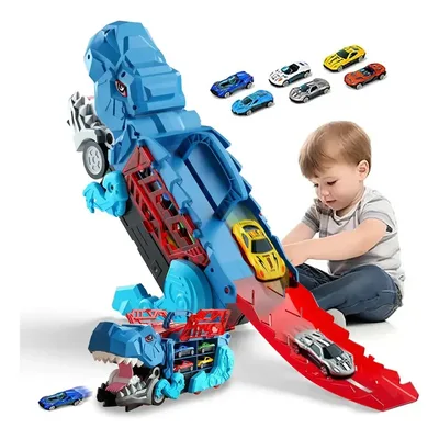 Caminhão Transporte Dinossauro Transformável Com 6 Carros,Mibro