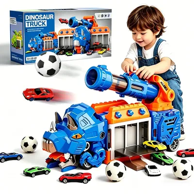 Brinquedo Caminhão Dinossauro Que Engole Carros Con Lançado,Azul