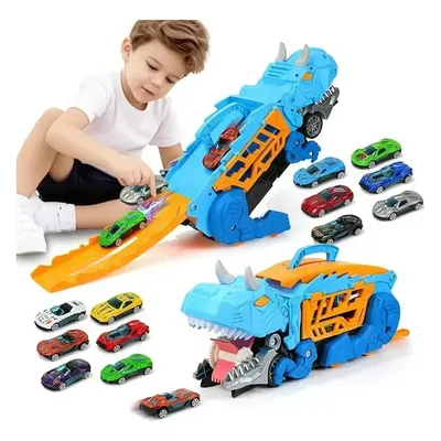 Caminhão Dinossauro Pista Com 6 Carrinhos Maleta Transporte,Compatibilidade HotWeels