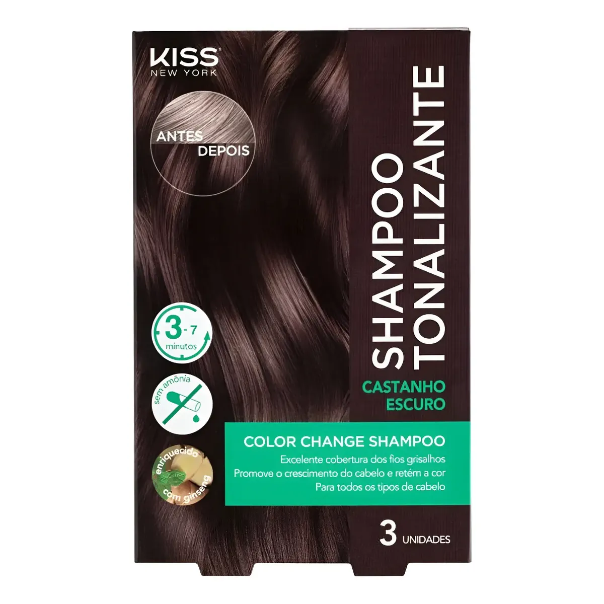 Shampoo Tonalizante Castanho Escuro - Kiss New York