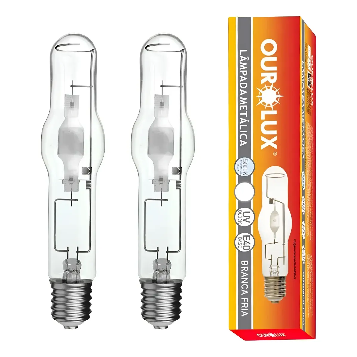 Kit 2 Lâmpadas Vapor Metálico Tubular 250w E40 5000k