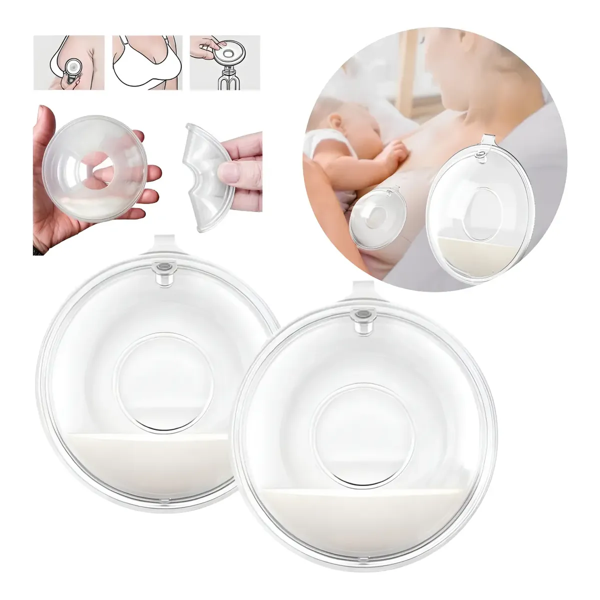 Kit 2 Coletores De Leite Materno Concha De Amamentação