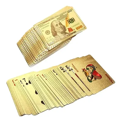 2 Baralho Conjunto Cartão De Jogo Dourado 24k Prova Pôquer