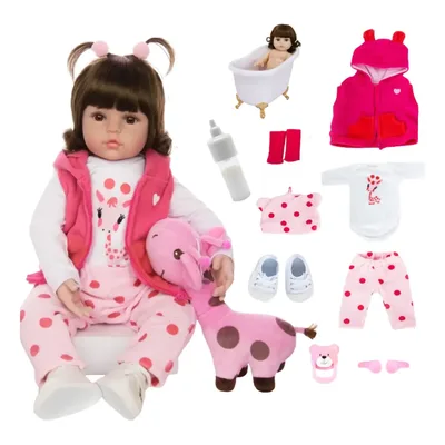 Bebê Reborn Boneca Menina Silicone Girafinha Pode Dar Banho