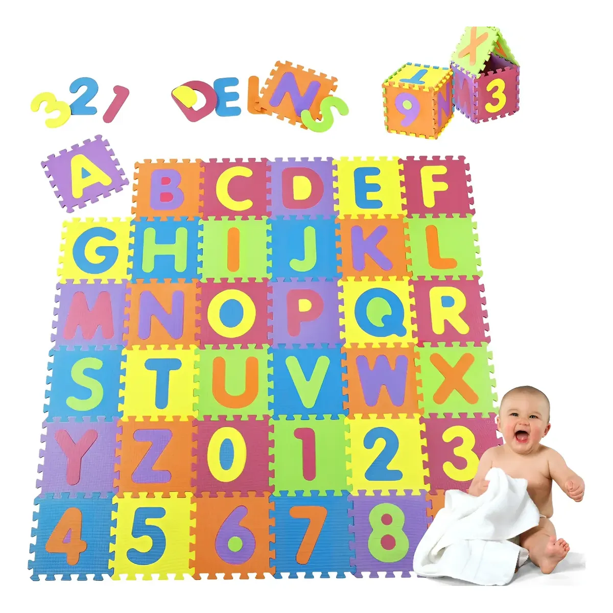Kit Piso De Borracha Infantil Alfabeto Completo+numero 36pçs