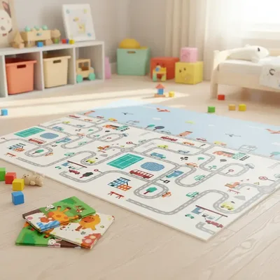Tapete Tatame Infantil Emborrachado Dobrável Dupla Face