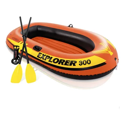 Barco Bote Inflável Explorer 300 Remos E Bomba Manual Intex