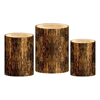 Trio Capas De Cilindro Tronco De Madeira Festa Em Tecido 3d