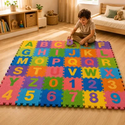 Tapete Tatame Bebe Eva Infantil Letras Números 36 Peças 8mm