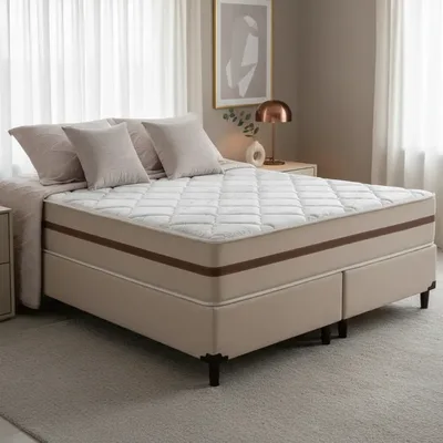 Cama Box + Colchão Queen - Classic Molas Pocket 158x198x61cm
