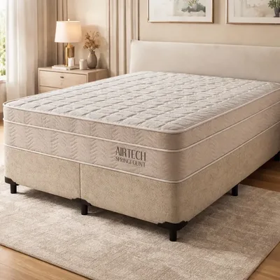Cama Box Queen E Colchão De Molas Ensacadas Airtech Ortobom