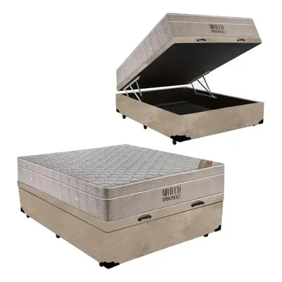 Cama Box Baú Casal E Colchão Molas Ensacadas Ortobom Airtech