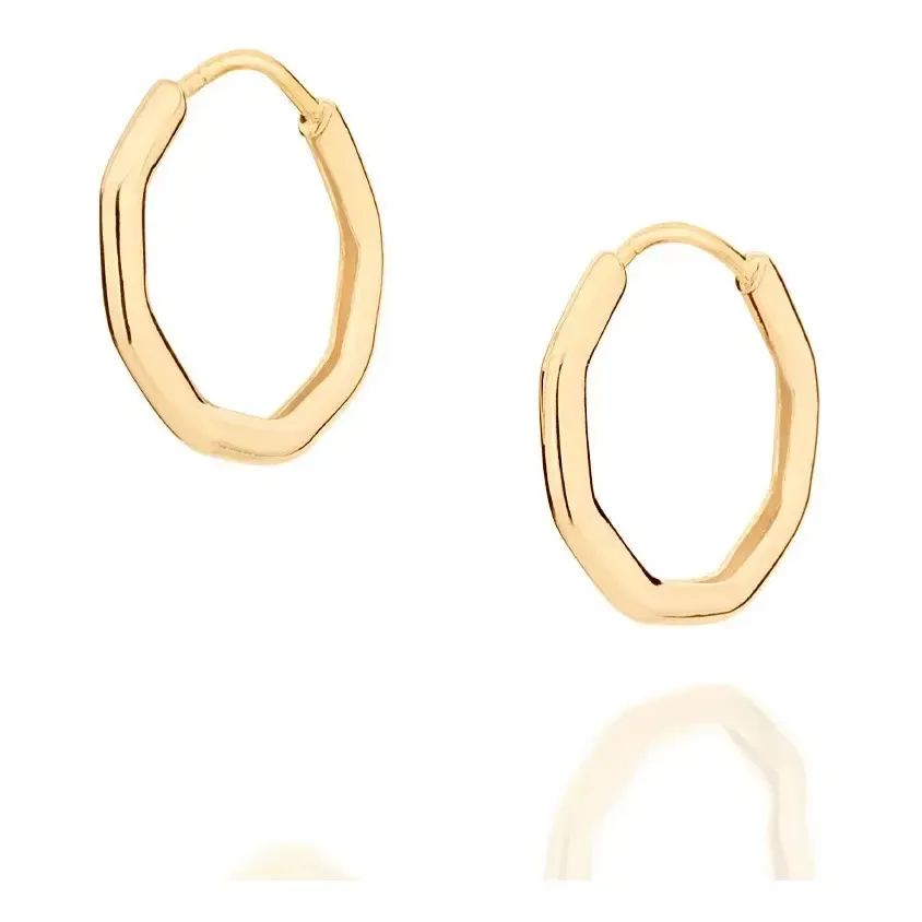 Brinco Rommanel Argola Geométrica Folheado A Ouro 526658