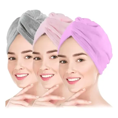 Kit 3 Toalha Grossa Mágica Para Cabelo Secar Rápido Touca