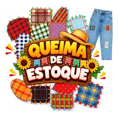 Kit 13 Adesivos Retalho Remendo Para Roupa Festa Junina