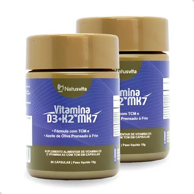 120cáps Vitamina D3 2000ui + K2 Mk7 Vit E Tcm Óleo De Oliva