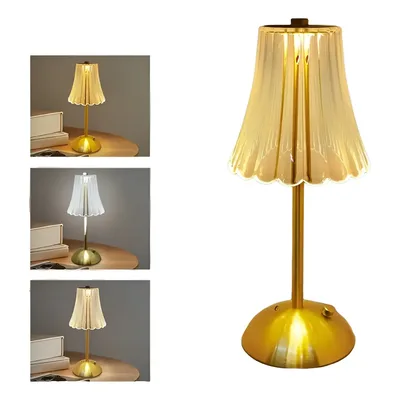 Abajur Mesa Saia De Seda Com Barra Led Sensor Sem Fio 3 Cor