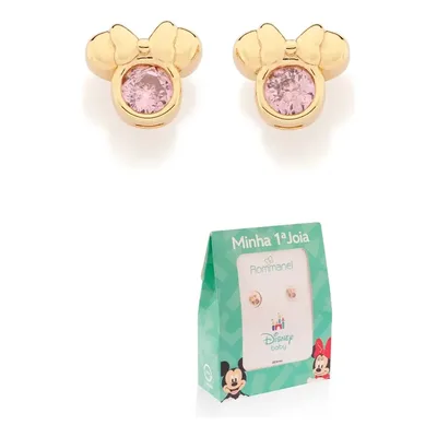 Brinco Minnie Baby Banhado Ouro Com Zircônia Rommanel 527350