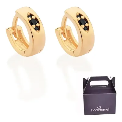 Brinco Argola Banhado A Ouro Com Zircônia Rommanel 527319
