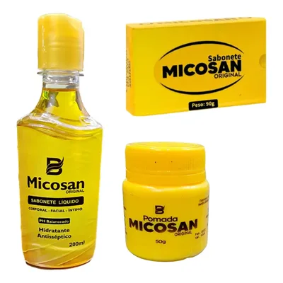 Kit Completo Micosan Pomada Sabonete Ant Fungo Clarea Mancha