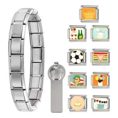 Pulseira Modular Italiana De Aço Inoxidável Diy Feita À Mão