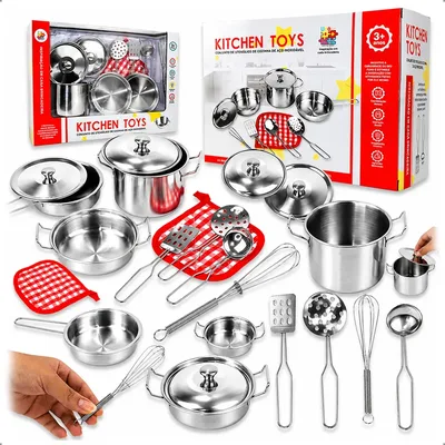 Jogo Panelinhas Infantil Inox Cozinha Brinquedo