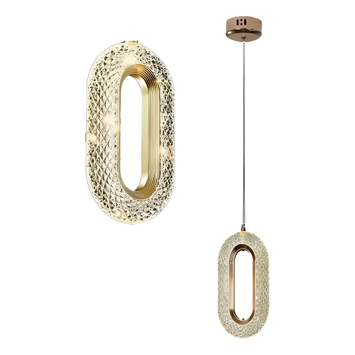 Luminária Pendente Anel De Cristal Oval Led 8w Cor Ajustável