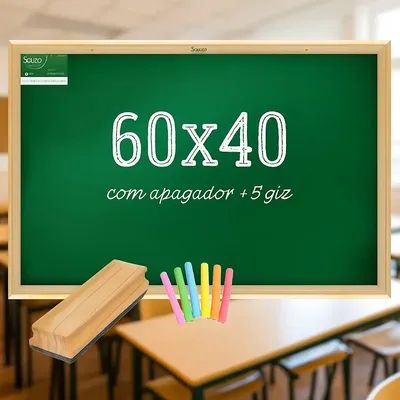Lousa Quadro Verde Escolar 60x40 Moldura Madeira Giz