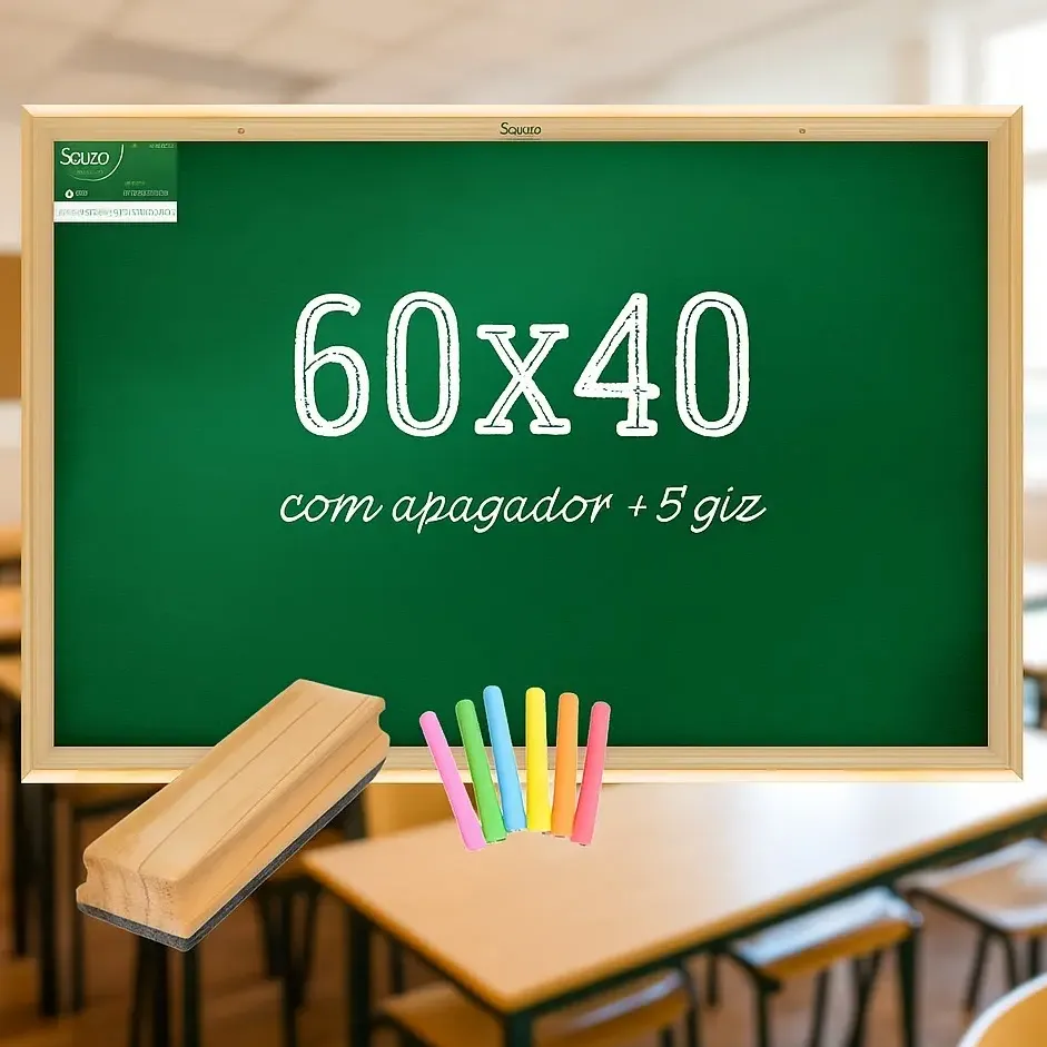 Lousa Quadro Verde Escolar 60x40 Moldura Madeira Giz