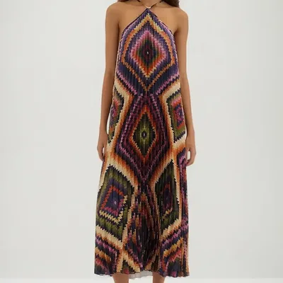 Vestido Plissado Farm Rio Pretti