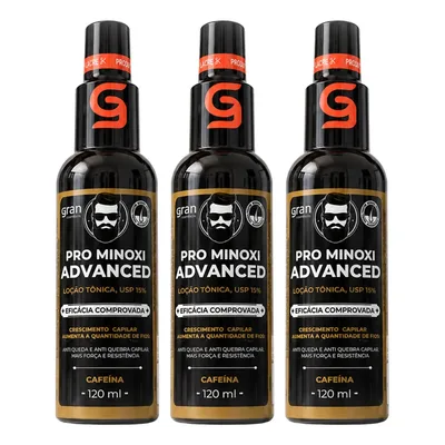 Kit 3x Tônico Pro Minoxi 120ml Faz Crescer Barba E Cabelo