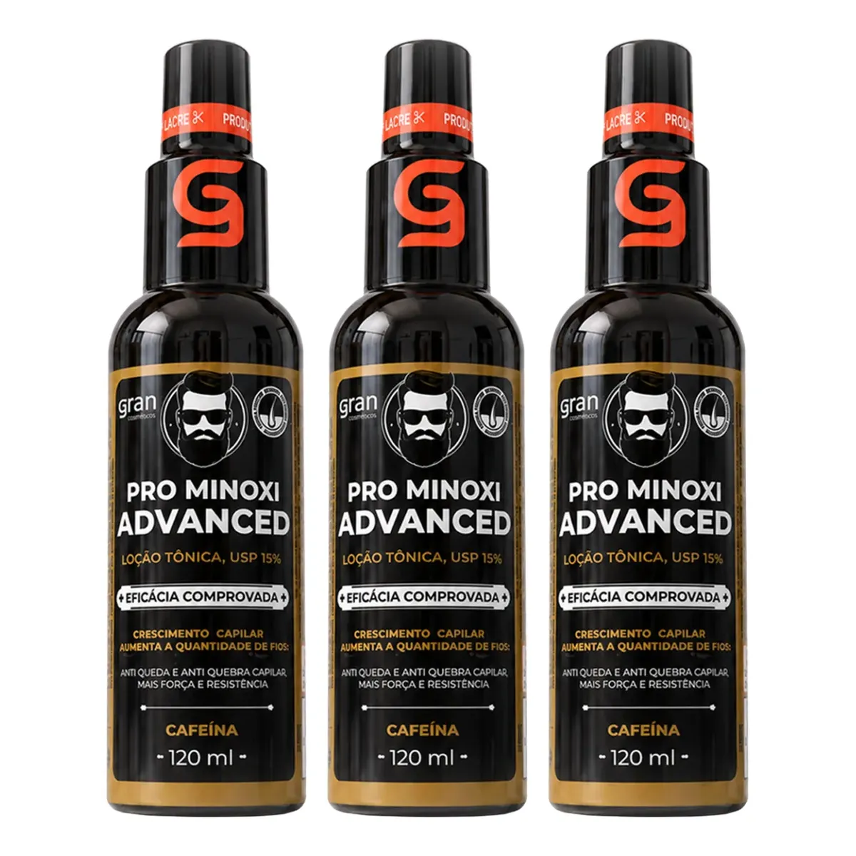 Kit 3x Tônico Pro Minoxi 120ml Faz Crescer Barba E Cabelo