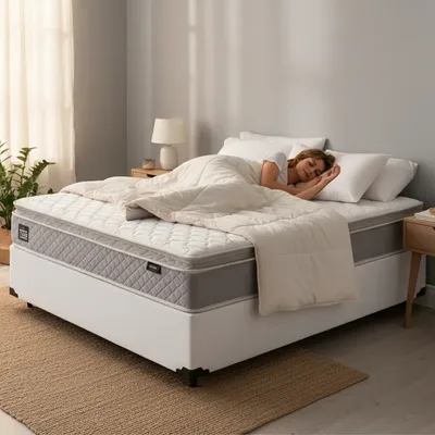 Cama Box + Colchão De Casal Strong D45 One Face 38x188x59cm
