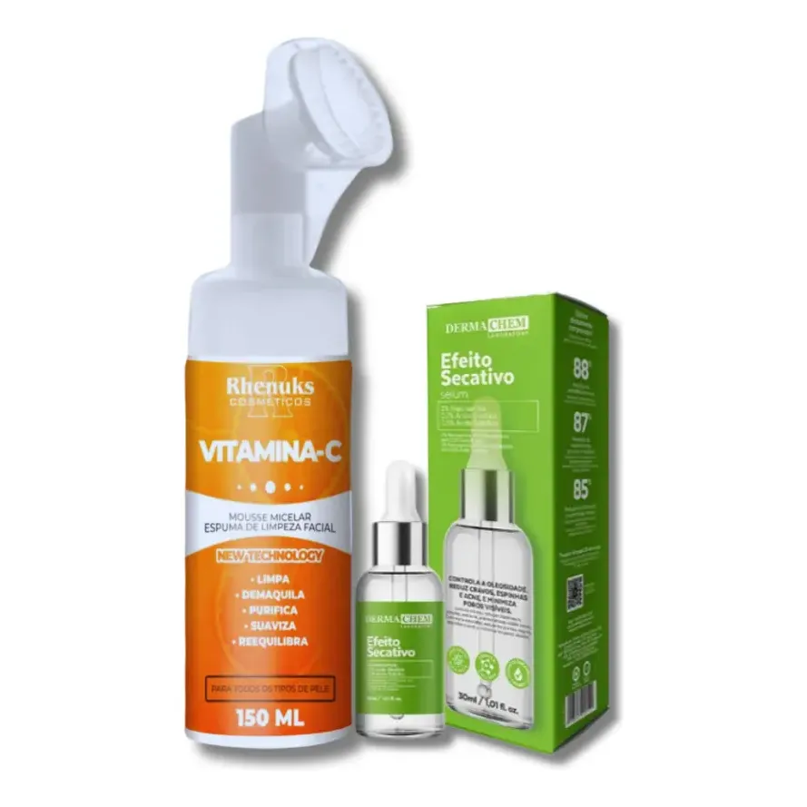 Mousse Vitamina C Clareador + Sérum Secativo Dermachem