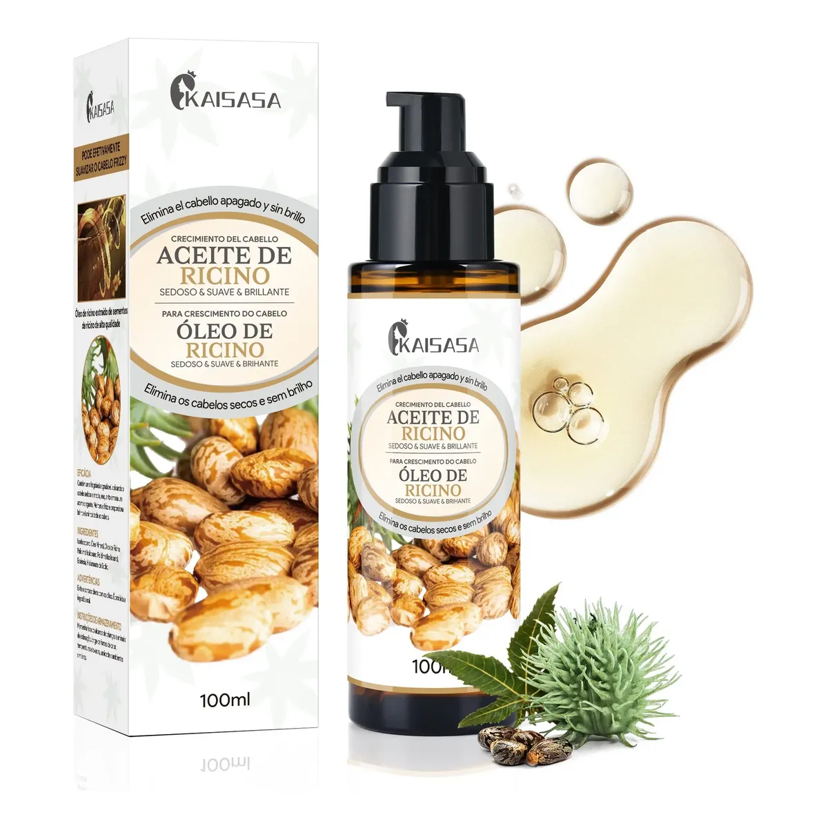 Kaisasa Oleo De Ricino Para O Crescimento Do Cabelo