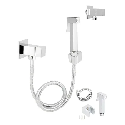 Ducha Higiênica Inox Quadrada Banheiro Lavabo Luxo Cromado