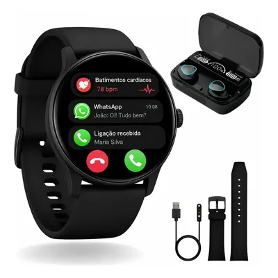 Smartwatch Redondo Original P/ Homem E Mulher C/ Gps E Fone