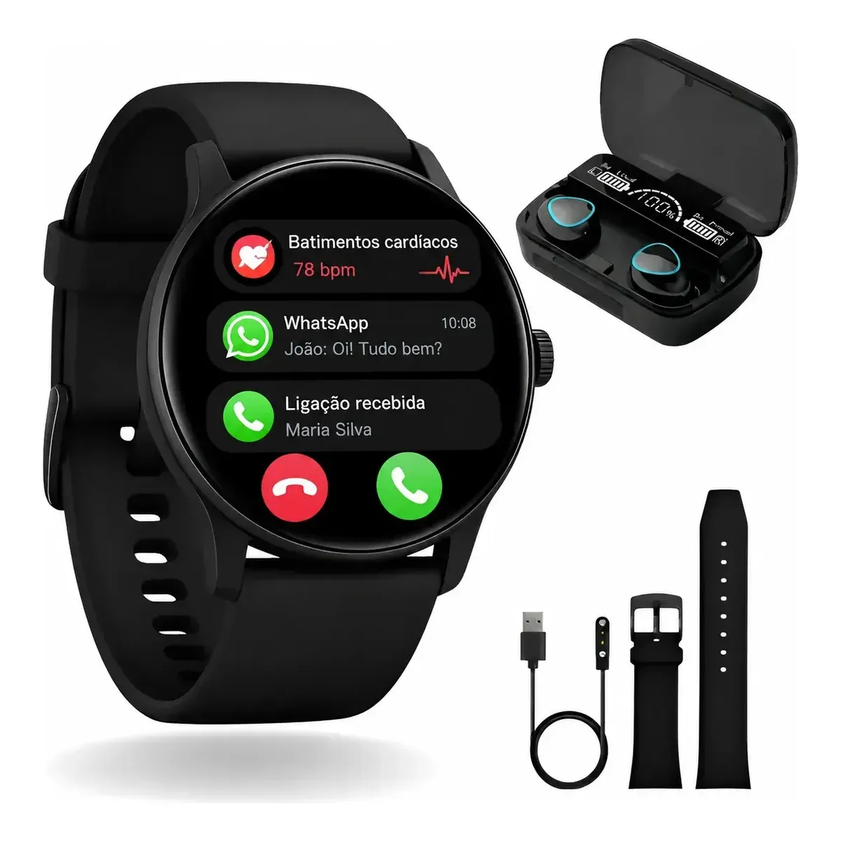 Smartwatch Redondo Original P/ Homem E Mulher C/ Gps E Fone