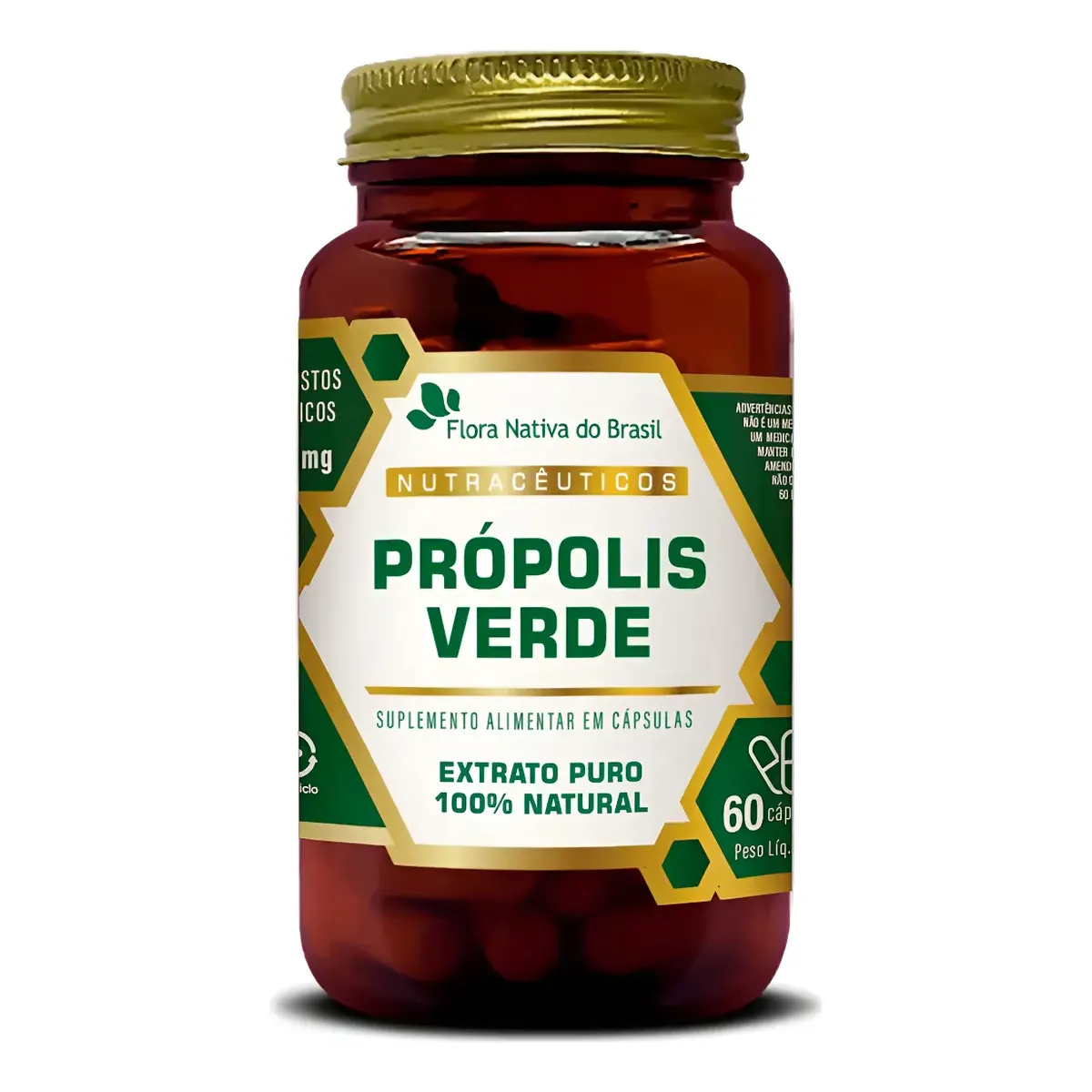 Própolis Verde Extrato Seco 60 Cápsulas 500mg Flora Nativa