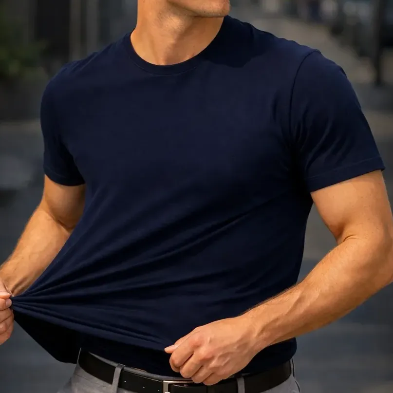 Camiseta Basica Modal Masculina Algodão Malha Peruana