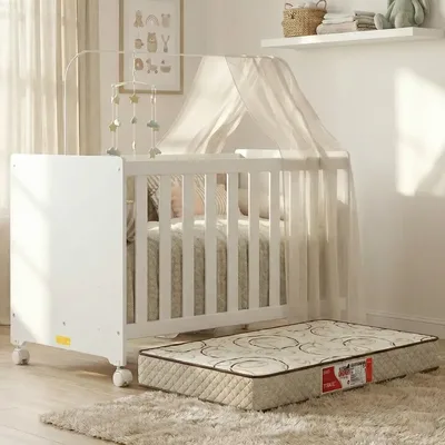 Berço Funcional Móveis Bela Com Colchão E Rodízios Branco Am