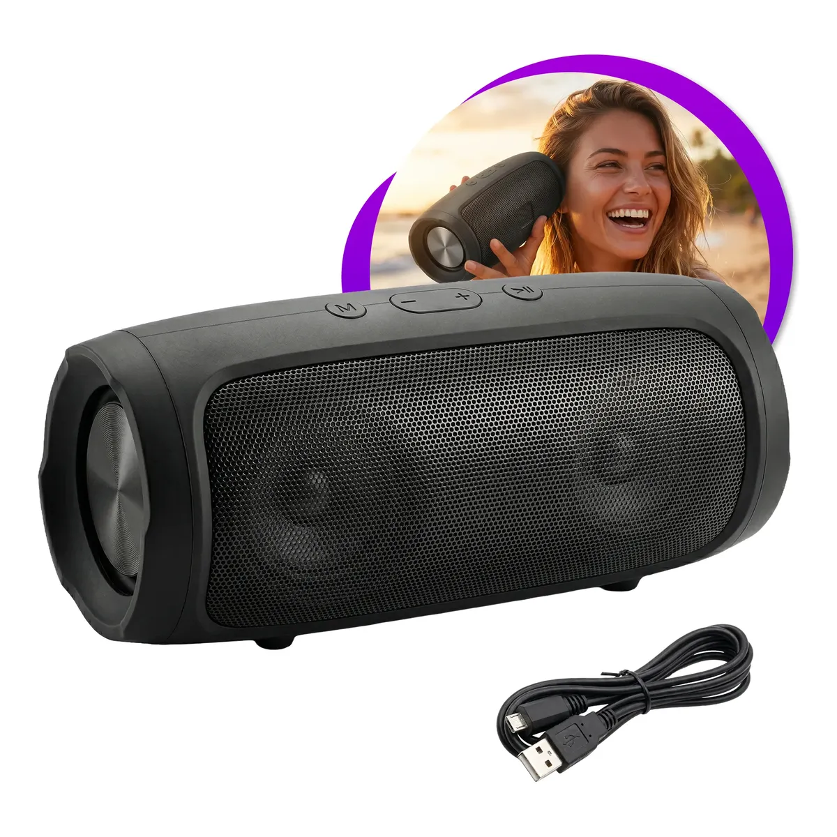 Caixinha De Som Bluetooth Fm Mp3 Cartão Sd Pendrive Portátil